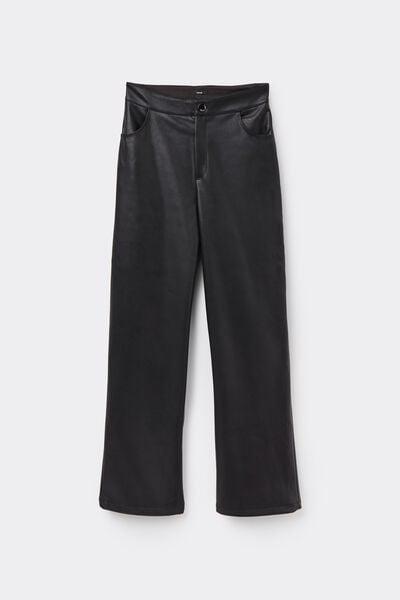 Black Cigarette Effect Coated Pants, Black, large image number 4