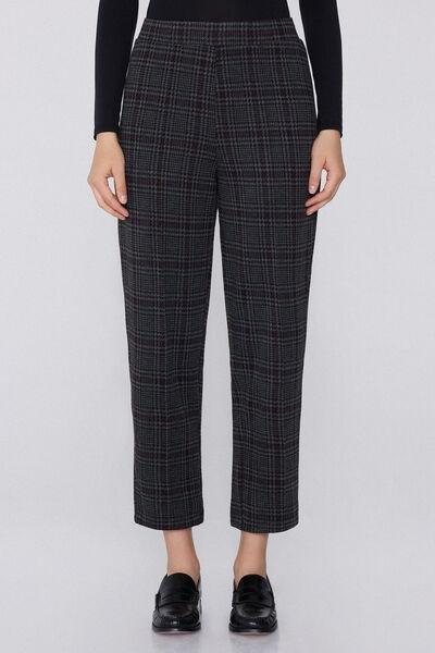 Grey Check-Print Pants, 5701_943Y, large image number 0