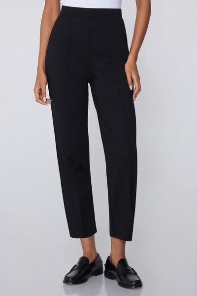 Black Straight Fit Pants, Black, large image number 0