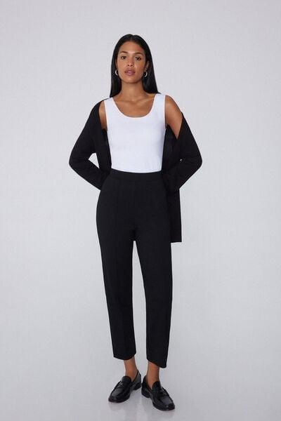 Black Straight Fit Pants, Black, large image number 1