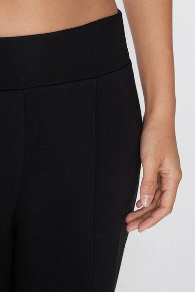 Black Soft Touch Fleece Palazzo Pants, Black, large image number 3