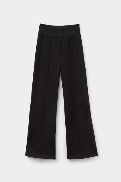Black Soft Touch Fleece Palazzo Pants, Black, large image number 4