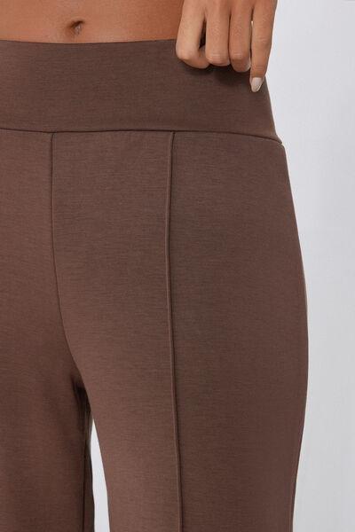 Beige Thick Soft Touch Fleece Palazzo Trousers, 5701_163Z, large image number 3