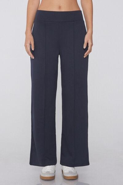 Navy Soft Touch Palazzo Fleece Pants, Absolute Blue, medium