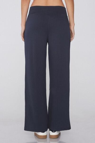 Navy Soft Touch Palazzo Fleece Pants, Absolute Blue, large image number 2