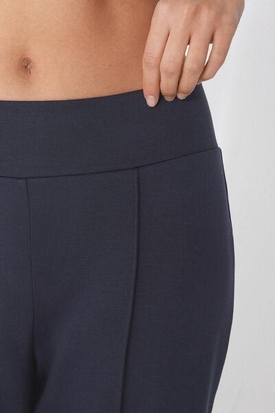 Navy Soft Touch Palazzo Fleece Pants, Absolute Blue, large image number 3