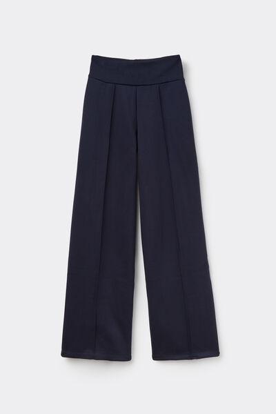 Navy Soft Touch Palazzo Fleece Pants, Absolute Blue, large image number 4