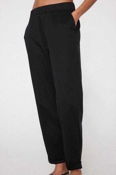 Black Gabardine Cigarette Trousers, Black, large image number 3