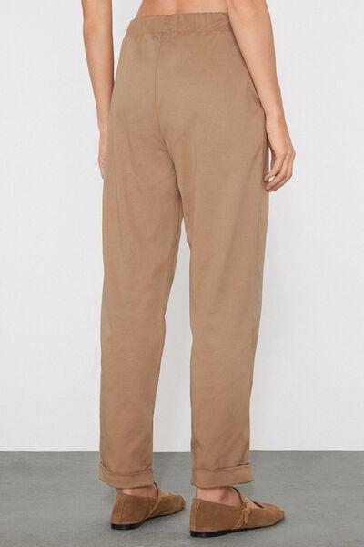 Beige Gabardine Cigarette Trousers, 5701_167Z, large image number 2