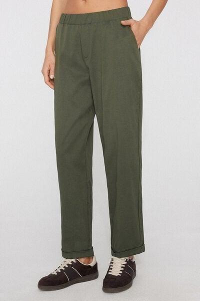 Green Gabardine Cigarette Trousers, 5701_223Z, large image number 1