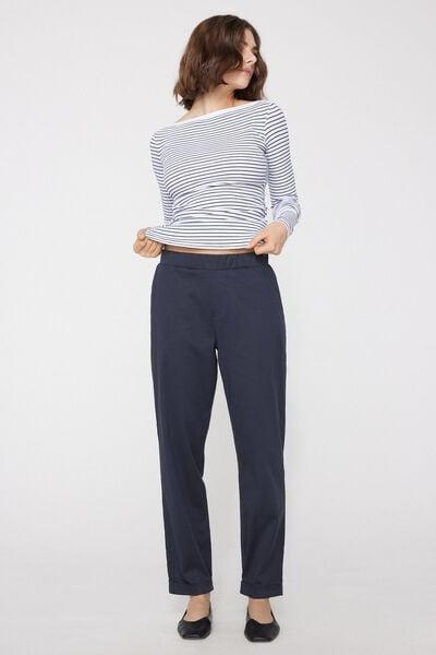 Navy Gabardine Cigarette Trousers, Absolute Blue, large image number 0