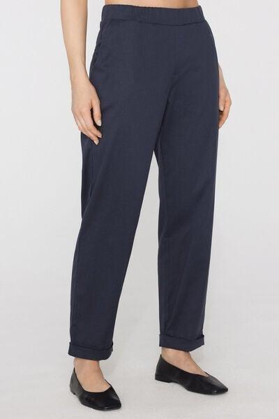 Navy Gabardine Cigarette Trousers, Absolute Blue, large image number 1