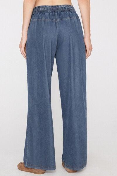 Blue Stretch Denim Palazzo Pants, 5701_186Z, large image number 2