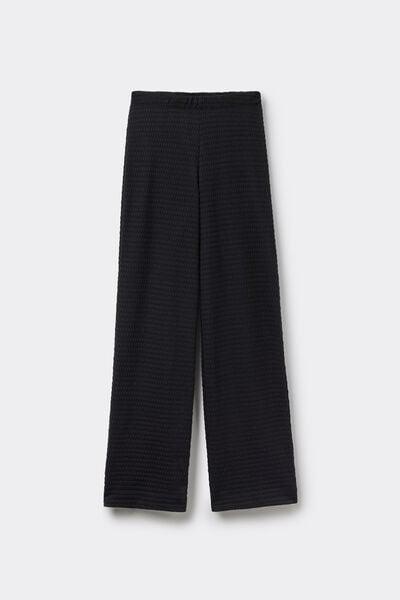 Black Openwork Knit Effect Pants, Black, large image number 4