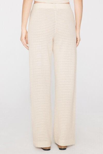 Cream Openwork Knit Effect Pants, 5701_356Z, large image number 2