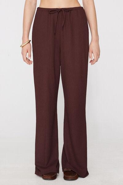 Brown Crinkle Effect Palazzo Pants, 5701_529Z, medium