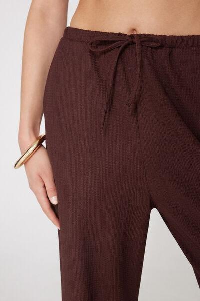 Brown Crinkle Effect Palazzo Pants, 5701_529Z, large image number 3