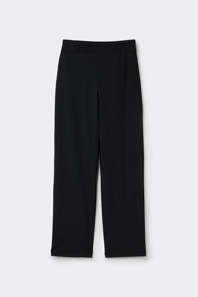 Black Easy Fit Cigarette Microfibre Pants, Black, large image number 4