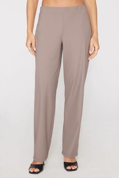 Brown Long Easy Fit Microfibre Cigarette Pants, 5701_530Z, large image number 1