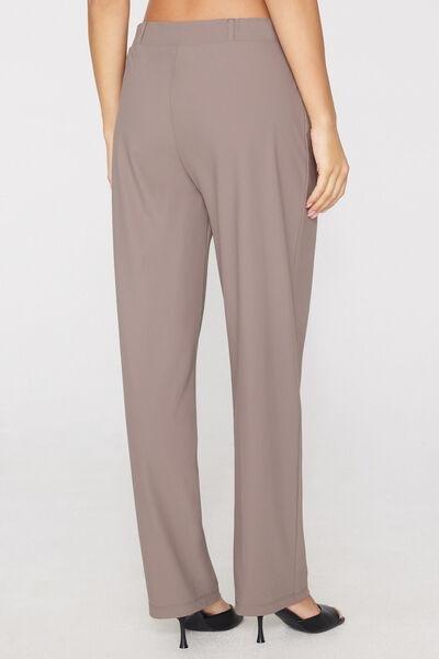 Brown Long Easy Fit Microfibre Cigarette Pants, 5701_530Z, large image number 2