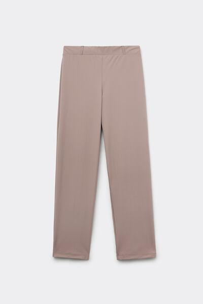 Brown Long Easy Fit Microfibre Cigarette Pants, 5701_530Z, large image number 4
