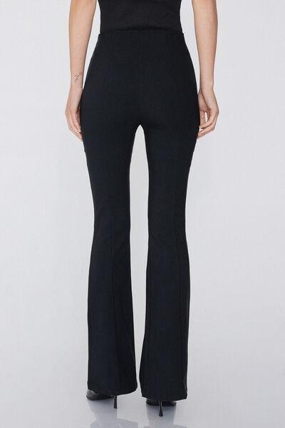 Black Stretch Flared Trousers, , large image number 2