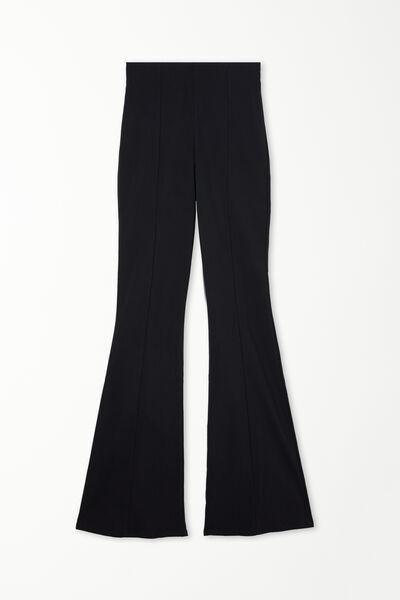 Black Stretch Flared Trousers, , large image number 4