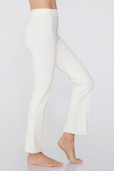White Cropped Flared Trousers In Stretch Canvas, , large image number 3