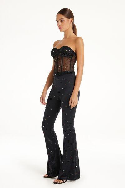 Black Limited Edition Colourful Rhinestone Trousers, , large image number 1