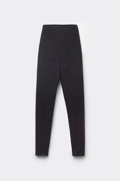 Black Maternity Thermal Cotton Leggings, Black, large image number 6