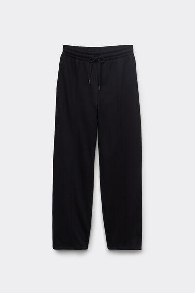 Black Palazzo Cotton Sweatpants, Black, large image number 4