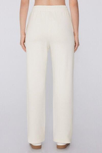 White Palazzo Cotton Sweatpants, 5701_677V, large image number 2