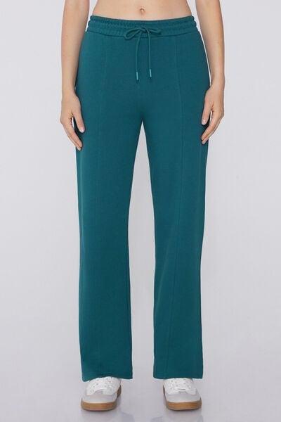 Green Palazzo Cotton Sweatpants, 5701_727Y, large image number 0