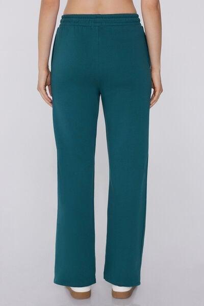 Green Palazzo Cotton Sweatpants, 5701_727Y, large image number 2