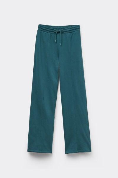 Green Palazzo Cotton Sweatpants, 5701_727Y, large image number 3