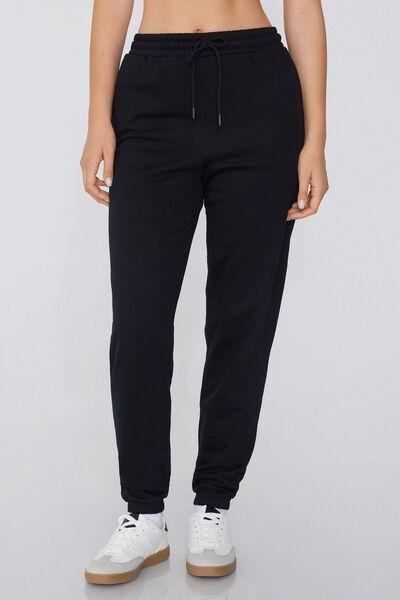 Black Thick Fleece Joggers, , medium
