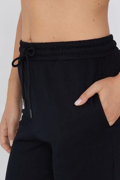 Black Thick Fleece Joggers, , large image number 3