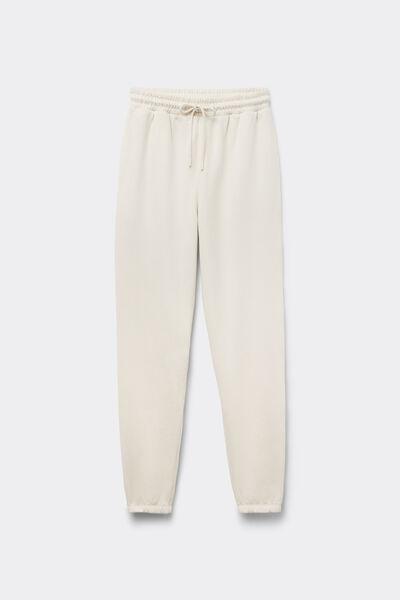 White Thick Fleece 100% Cotton Joggers, 5701_677V, large image number 0