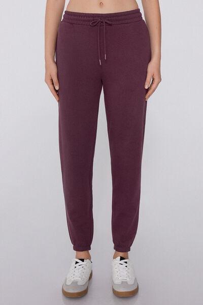 Violet Thick Fleece 100% Cotton Joggers, 5701_728Y, large image number 1