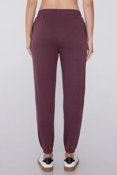 Violet Thick Fleece 100% Cotton Joggers, 5701_728Y, large image number 2