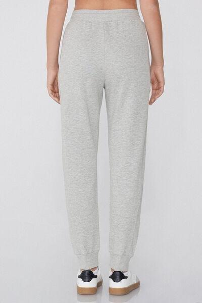 Grey Drawstring And Pockets Jogger, Light Grey Blend, large image number 1