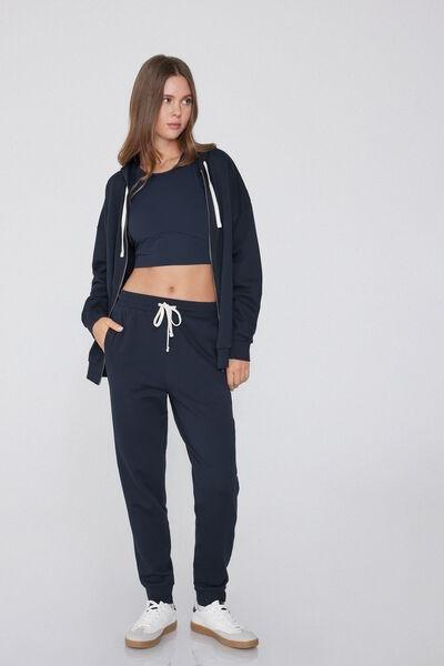 Navy Thick Fleece Trousers, Absolute Blue, large image number 0