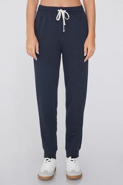 Navy Thick Fleece Trousers, Absolute Blue, large image number 1