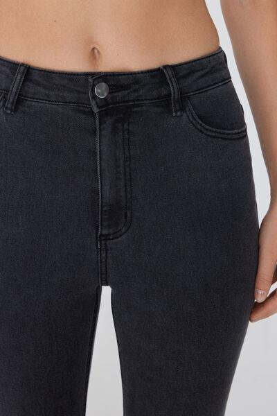 Black Denim Flared Jeans, 5701_906W, large image number 3