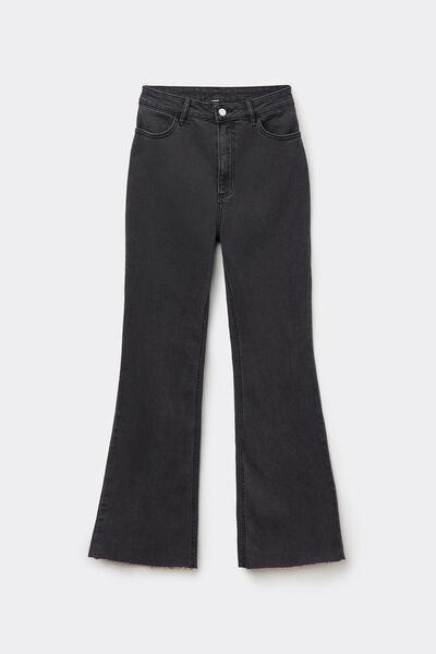 Black Denim Flared Jeans, 5701_906W, large image number 4