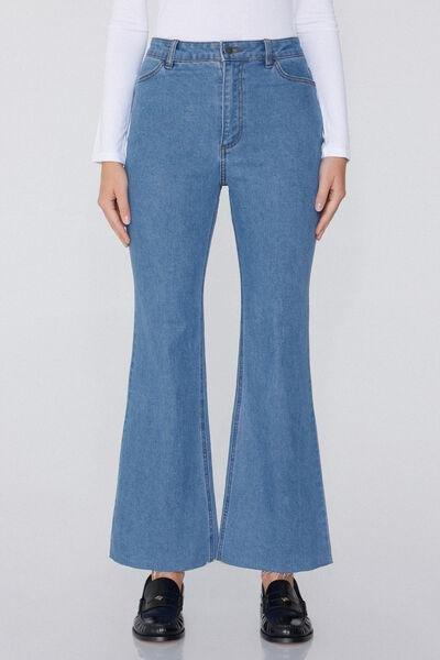 Blue Denim Flared Jeans, , large image number 0