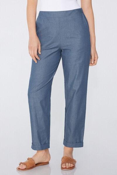Blue Denim-Effect Cigarette Trousers, 5701_890W, large image number 0