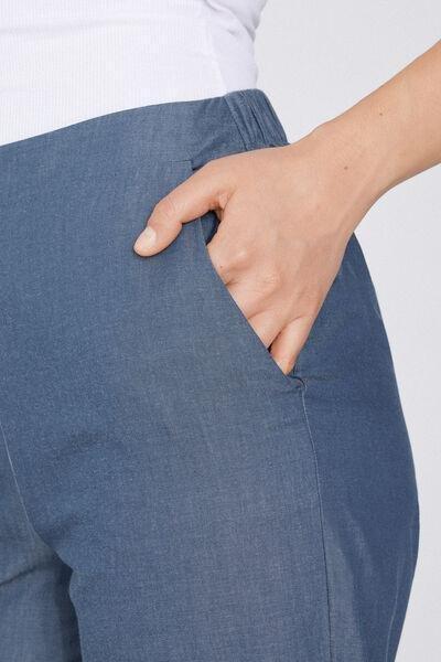 Blue Denim-Effect Cigarette Trousers, 5701_890W, large image number 2