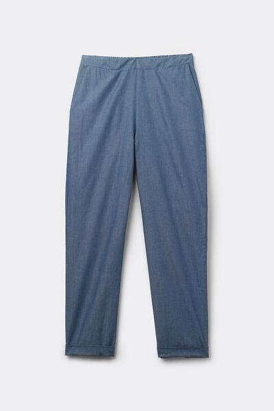 Blue Denim-Effect Cigarette Trousers, 5701_890W, large image number 3