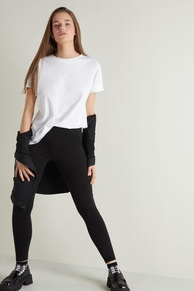 Black Thermal Cotton Leggings, , large image number 1